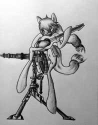 Size: 790x1010 | Tagged: safe, artist:adetuddymax, character:applejack, crossover, engiejack, engineer, female, monochrome, parody, solo, team fortress 2, traditional art