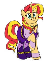 Size: 515x611 | Tagged: safe, artist:catlover1672, character:adagio dazzle, character:sunset shimmer, accessory swap, equestria girls outfit, female, simple background, solo, white background