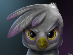 Size: 1600x1200 | Tagged: safe, artist:luminousdazzle, character:gilda, species:griffon, female, frown, glare, looking at you, portrait, solo