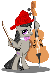 Size: 7107x11000 | Tagged: safe, artist:gratlofatic, artist:tygerbug, character:octavia melody, species:earth pony, species:pony, absurd resolution, bipedal, female, firefighter helmet, firefighter octavia melody, helmet, mare, simple background, solo, transparent background, vector
