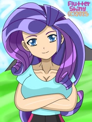 Size: 1920x2560 | Tagged: safe, artist:swagalicious-tony, artist:worldofdimensions, character:rarity, my little pony:equestria girls, breasts, busty rarity, cleavage, colored pupils, female, human coloration, smiling, solo