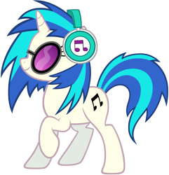 Size: 3000x3114 | Tagged: safe, artist:scourge707, character:dj pon-3, character:vinyl scratch, species:pony, species:unicorn, cutie mark, female, headphones, high res, hooves, horn, mare, raised hoof, simple background, smiling, solo, sunglasses, transparent background, vector