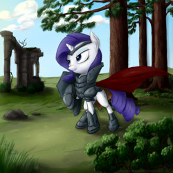 Size: 900x900 | Tagged: safe, artist:rule1of1coldfire, character:rarity, armor, armorarity, fantasy class, knight, warrior