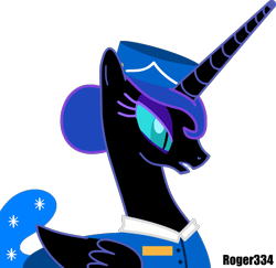 Size: 1090x1061 | Tagged: safe, artist:roger334, character:nightmare moon, character:princess luna, species:alicorn, species:pony, ponyscape, classy, female, flight attendant, simple background, solo, transparent background, vector
