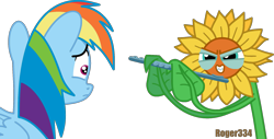 Size: 1861x947 | Tagged: safe, artist:roger334, character:rainbow dash, ponyscape, episode:do princesses dream of magic sheep?, creepy, evil, flute, frown, glare, grin, musical instrument, nightmare, nightmare sunflower, scared, simple background, smirk, sunflower, the power of luna compels you, transparent background, vector, wide eyes