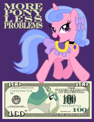 Size: 5100x6600 | Tagged: safe, artist:tygerbug, character:princess celestia, character:royal ribbon, absurd resolution, money, saddle