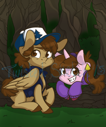 Size: 1280x1538 | Tagged: safe, artist:twisted-sketch, dipper pines, gravity falls, mabel pines, ponified, watermark