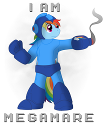 Size: 4148x4948 | Tagged: safe, artist:gray-gold, character:rainbow dash, species:anthro, absurd resolution, armor, clothing, costume, crossover, megaman, megamare, ponies the anthology v, suit, video game