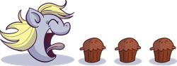 Size: 900x335 | Tagged: safe, artist:xkappax, character:derpy hooves, species:pegasus, species:pony, female, mare, muffin, pac-man, parody, that pony sure does love muffins