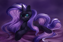 Size: 3000x2000 | Tagged: safe, artist:amishy, character:nightmare rarity, character:rarity, species:pony, species:unicorn, blank flank, female, lying down, mare, missing cutie mark, prone, slit eyes, slit pupils, solo, spank mark, whip marks