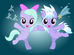 Size: 8000x6000 | Tagged: safe, artist:northernthestar, character:cloudchaser, character:flitter, absurd resolution, cute, cutechaser, cutie mark, dancing, filly, flitterbetes, younger