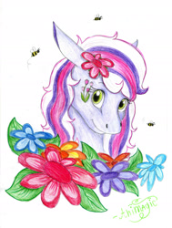 Size: 1454x1928 | Tagged: safe, artist:animagicworld, character:wysteria, g3, female, solo, traditional art