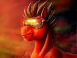 Size: 1024x768 | Tagged: safe, artist:max-dragon, species:pony, atomic bomb, explosion, male, smirk, solo, stallion, sunglasses