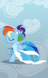 Size: 1089x1749 | Tagged: dead source, safe, artist:anima-dos, character:rainbow dash, clothing, dress, eyes closed, female, gala dress, solo