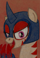 Size: 2427x3478 | Tagged: safe, artist:aracage, oc, oc only, oc:rampage, fallout equestria, fallout equestria: project horizons, blood, portrait, traditional art