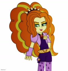 Size: 1664x1728 | Tagged: safe, artist:cbear624, character:adagio dazzle, equestria girls:rainbow rocks, g4, my little pony: equestria girls, my little pony:equestria girls, amulet, clothing, female, fingerless gloves, gloves, glowing eyes, looking at you, necklace, open mouth, signature, simple background, singing, solo, spikes, under our spell, white background