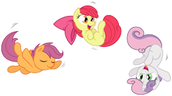 Size: 4994x2776 | Tagged: safe, artist:joey darkmeat, artist:zutheskunk traces, character:apple bloom, character:scootaloo, character:sweetie belle, species:pegasus, species:pony, cutie mark crusaders, vector, vector trace