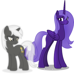 Size: 3387x3413 | Tagged: safe, artist:vector-brony, oc, oc only, oc:lacunae, oc:psalm, species:alicorn, species:pony, species:unicorn, fallout equestria, fallout equestria: project horizons, artificial alicorn, cutie mark, female, hooves, horn, mare, purple alicorn (fo:e), simple background, transparent background, wings