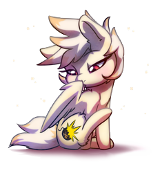 Size: 3893x4200 | Tagged: safe, artist:captainpudgemuffin, artist:dawnfire, oc, oc only, oc:sam, species:pegasus, species:pony, blep, collaboration, cute, fluffy, licking, ocbetes, preening, raised leg, sitting, solo, tongue out