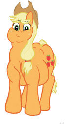 Size: 1360x2568 | Tagged: safe, artist:lupin quill, character:applejack, applefat, chubby, fat, female, ms paint, simple background, solo
