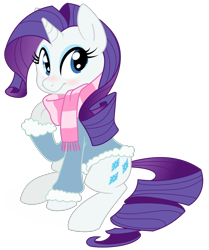 Size: 1076x1290 | Tagged: safe, artist:aggressively pastel, artist:php27, derpibooru original, character:rarity, species:pony, species:unicorn, blushing, clothing, colored, female, scarf, solo, svg, vector