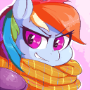 Size: 128x128 | Tagged: safe, artist:sirmasterdufel, character:rainbow dash, clothing, female, icon, rogue, scarf, solo