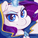 Size: 128x128 | Tagged: safe, artist:sirmasterdufel, character:rarity, clothing, female, glowing horn, icon, mage, robe, solo