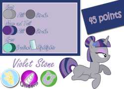 Size: 1840x1326 | Tagged: safe, artist:xebck, oc, oc only, oc:violet stone, parent:maud pie, parent:twilight sparkle, parents:twimaud, adoptable, adopted, blank flank, magical lesbian spawn, offspring, reference sheet, simple background, solo, transparent background