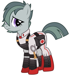 Size: 2240x2400 | Tagged: safe, artist:cheezedoodle96, character:marble pie, species:earth pony, species:pony, episode:the cutie re-mark, .svg available, alternate hairstyle, alternate timeline, clothing, crystal war timeline, female, first aid kit, hair over one eye, healer, hooves, mare, medic, medical saddlebag, saddle bag, simple background, solo, svg, team fortress 2, transparent background, vector