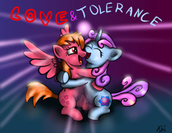 Size: 1034x803 | Tagged: safe, artist:xbi, oc, oc only, oc:love, oc:tolerance, species:pony, love and tolerance, love and tolerate