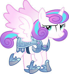 Size: 3560x3823 | Tagged: dead source, safe, artist:xebck, character:princess flurry heart, species:alicorn, species:pony, armor, crystal guard armor, female, flurry heart pearl of battle, looking at you, mare, older, older flurry heart, simple background, smiling, solo, transparent background, vector