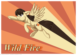 Size: 2500x1794 | Tagged: safe, artist:inuhoshi-to-darkpen, character:wild fire, female, flying, solo, underhoof