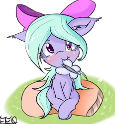 Size: 2500x2700 | Tagged: safe, artist:freefraq, character:flitter, blushing, butterfly, cute, ear fluff, female, filly, flitterbetes, freefraq is trying to murder us, mouth hold, pillow, plushie, sitting, solo