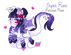 Size: 900x707 | Tagged: safe, artist:ipun, oc, oc only, oc:precious rose, dewlette, donut steel, heart eyes, original species, simple background, solo, white background, wingding eyes