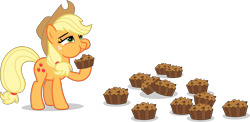 Size: 15896x7756 | Tagged: safe, artist:luckreza8, character:applejack, episode:rainbow falls, g4, my little pony: friendship is magic, absurd resolution, apple brown betty (food), female, food, simple background, solo, transparent background, vector
