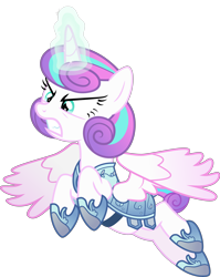 Size: 3436x4310 | Tagged: dead source, safe, artist:xebck, character:princess flurry heart, species:alicorn, species:pony, angry, armor, badass, crystal guard armor, female, flurry heart pearl of battle, flying, fury heart, glare, glowing horn, gritted teeth, magic, older, older flurry heart, simple background, solo, spread wings, transparent background, vector, wings