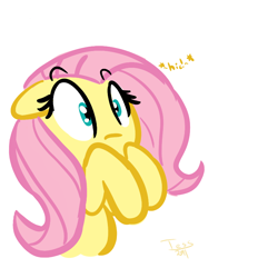 Size: 800x800 | Tagged: dead source, safe, artist:tess, character:fluttershy, species:pegasus, species:pony, female, floppy ears, hiccup, mare, onomatopoeia, simple background, solo, white background, wide eyes