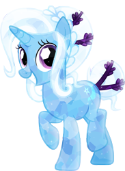 Size: 3287x4500 | Tagged: safe, artist:xebck, character:trixie, species:crystal pony, species:pony, absurd resolution, crystallized, female, raised hoof, simple background, smiling, solo, transparent background, vector