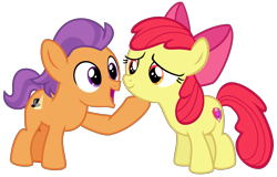 Size: 3760x2400 | Tagged: safe, artist:cheezedoodle96, character:apple bloom, character:tender taps, species:pony, ship:tenderbloom, episode:on your marks, g4, my little pony: friendship is magic, .svg available, absurd resolution, cutie mark, female, filly, happy, hoof on chin, male, open mouth, shipping, simple background, straight, svg, the cmc's cutie marks, transparent background, vector