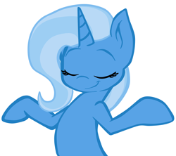 Size: 3000x2667 | Tagged: safe, artist:joey darkmeat, edit, character:trixie, species:pony, species:unicorn, eyes closed, female, mare, shrug, shrugpony, simple background, solo, vector, white background
