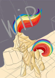 Size: 3200x4500 | Tagged: safe, artist:chapaevv, character:rainbow dash, absurd resolution, armor, crossover, dark souls, dragon slayer ornstein, female, solo, wip