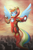 Size: 1000x1533 | Tagged: safe, artist:drawponies, character:rainbow dash, species:pegasus, species:pony, g4, armor, city, crossover, female, flying, iron man, looking at you, mare, marvel, solo, spread wings, wings