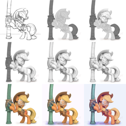 Size: 3600x3600 | Tagged: safe, artist:assasinmonkey, character:applejack, episode:applejack's day off, female, pipe (plumbing), progress, safety goggles, sketch, solo, tape, valve, wip