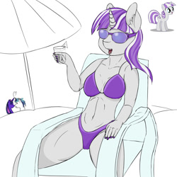 Size: 1500x1500 | Tagged: safe, artist:chapaevv, character:shining armor, character:twilight sparkle, character:twilight velvet, species:anthro, beach, belly button, bikini, breasts, busty twilight velvet, clothing, female, heart, implied incest, simple background, swimsuit