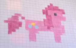 Size: 768x491 | Tagged: safe, artist:toyminator900, character:pinkie pie, adventure ponies, female, graph paper, photo, solo, traditional art