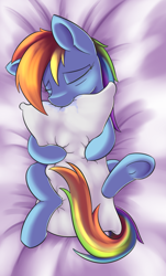 Size: 908x1507 | Tagged: safe, artist:dusthiel, character:rainbow dash, drool, female, pillow, pillow biting, sleeping, solo