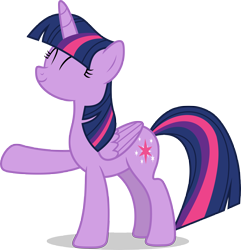 Size: 7000x7254 | Tagged: safe, artist:luckreza8, character:twilight sparkle, character:twilight sparkle (alicorn), species:alicorn, species:pony, episode:a hearth's warming tail, g4, my little pony: friendship is magic, .svg available, absurd resolution, cute, eyes closed, female, folded wings, inkscape, mare, raised hoof, simple background, smiling, solo, transparent background, twiabetes, vector