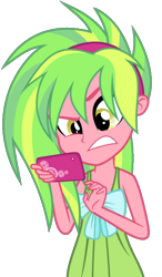 Size: 389x664 | Tagged: safe, artist:sparx24488, artist:xebck, character:lemon zest, my little pony:equestria girls, clothing, female, pajamas, phone, simple background, solo, transparent background, vector