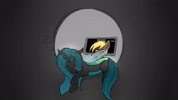 Size: 1920x1080 | Tagged: safe, artist:chapaevv, character:queen chrysalis, species:changeling, female, livestream, sleeping, solo