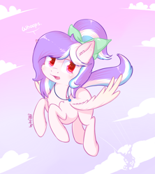 Size: 1228x1382 | Tagged: safe, artist:dsp2003, oc, oc only, oc:drawing play, species:pegasus, species:pony, cloud, female, jewelry, necklace, open mouth, sky, solo, whoops